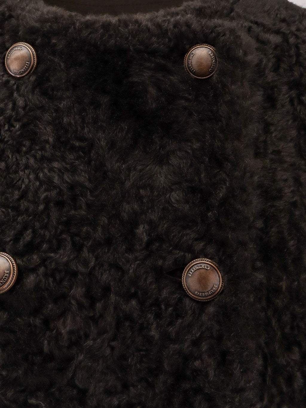 Brunello Cucinelli Reversible fuzzy shearling Caban Crop