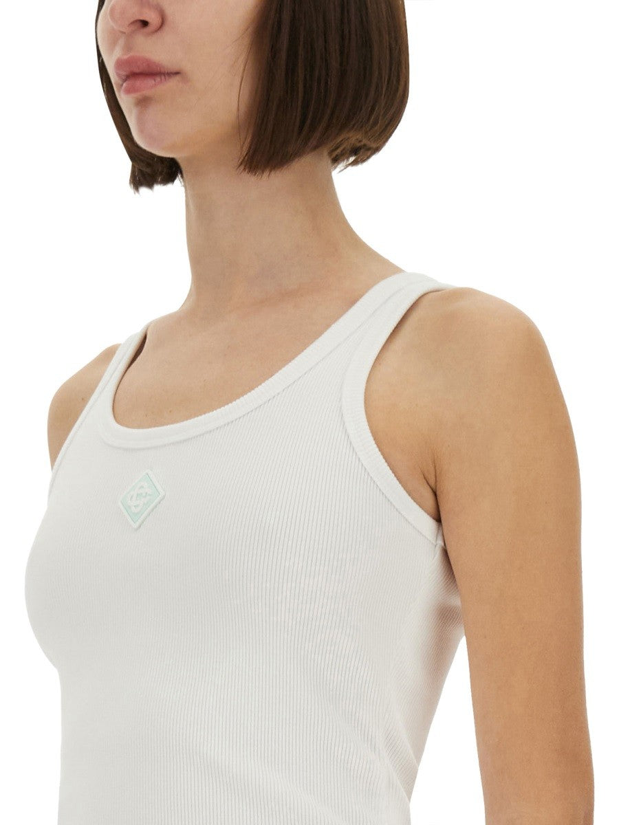 CASABLANCA RIBBED COTTON TANK TOP