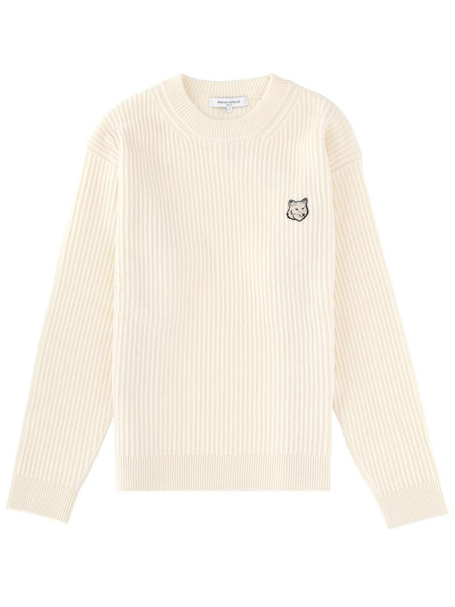 Maison Kitsune RIBBED KNIT WITH FOX PATCH