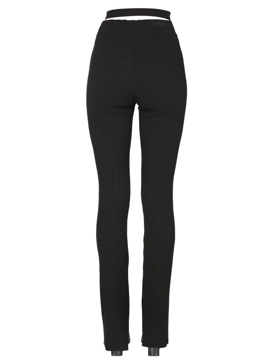 ANDREADAMO RIBBED TROUSERS WITH CUT OUT BELT
