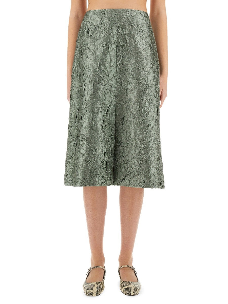 Dries Van Noten RUCHED SATIN MIDI SKIRT