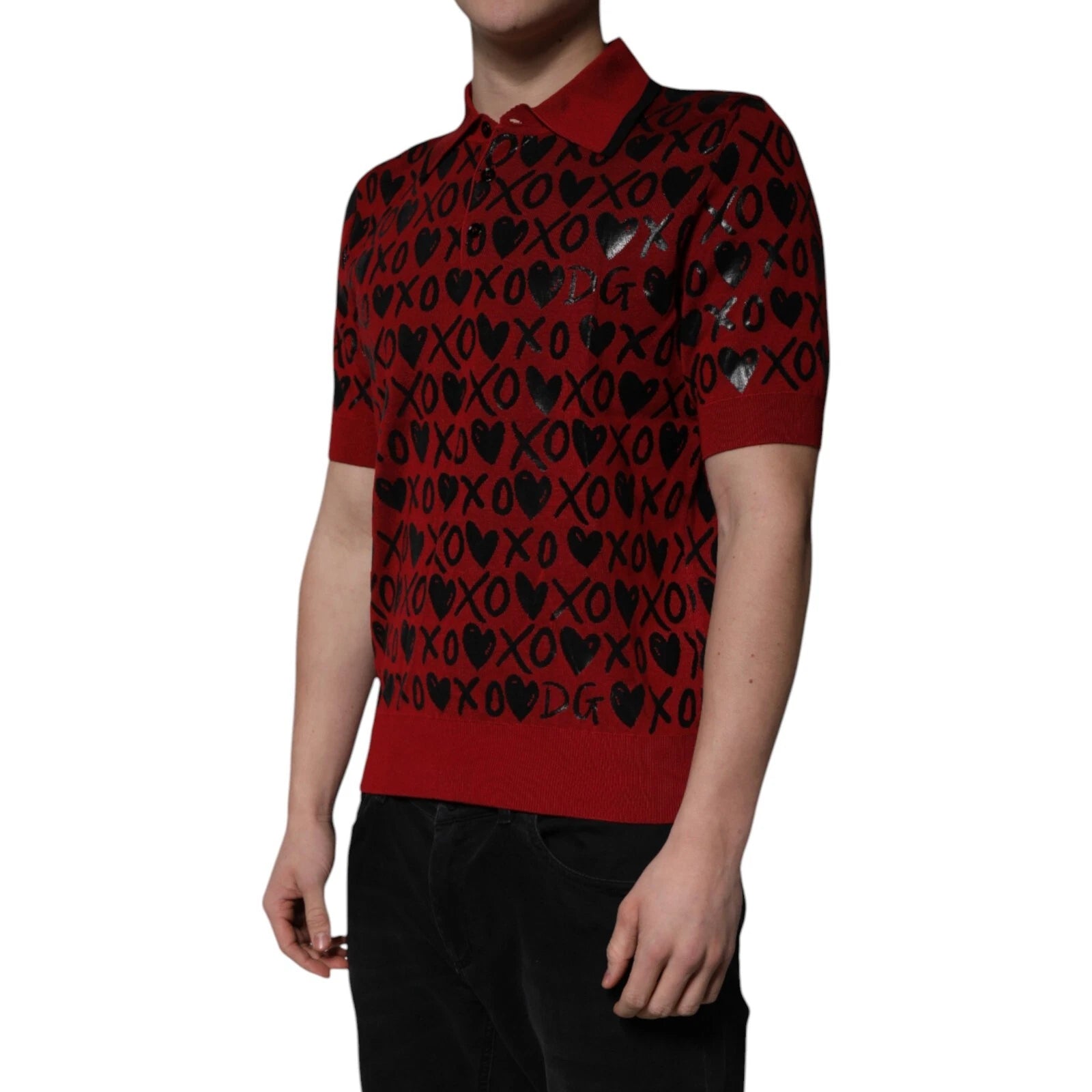 Dolce & Gabbana Herren Poloshirt mit rotem XOXO-Print