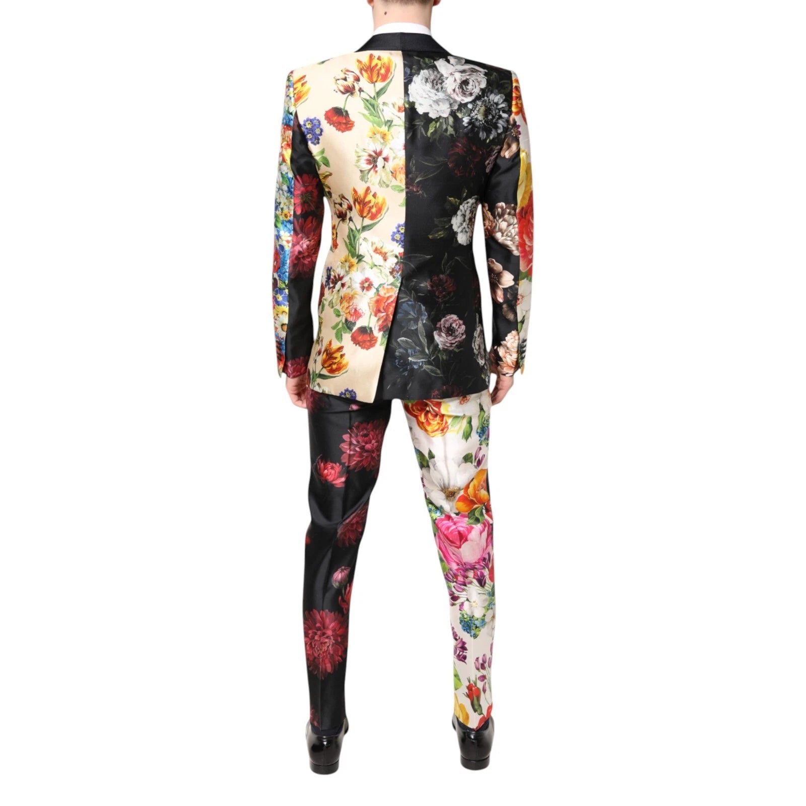 Dolce &amp; Gabbana – Lilafarbener 3-teiliger Seidenanzug mit Animalprint