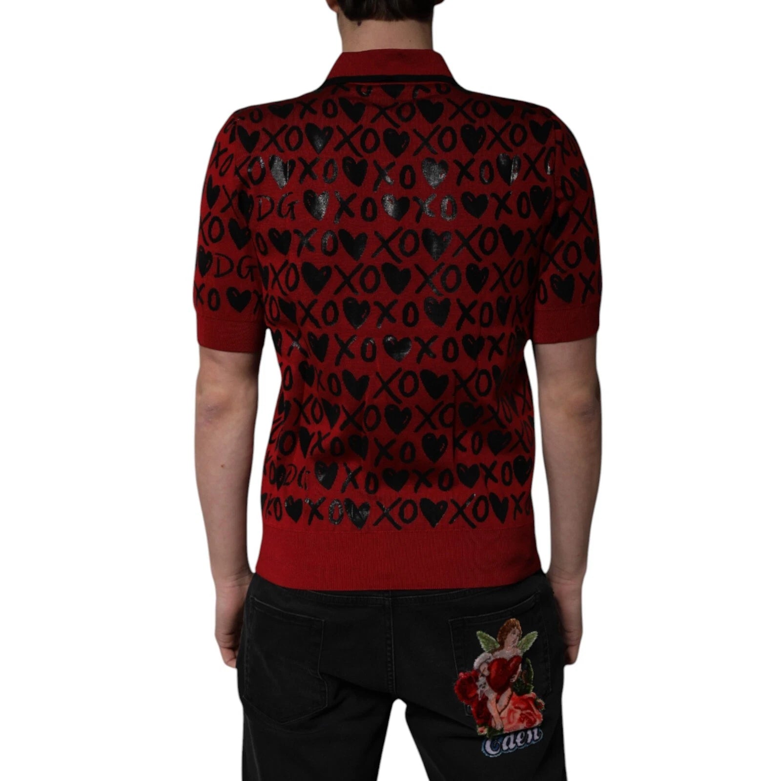 Dolce & Gabbana Herren Poloshirt mit rotem XOXO-Print