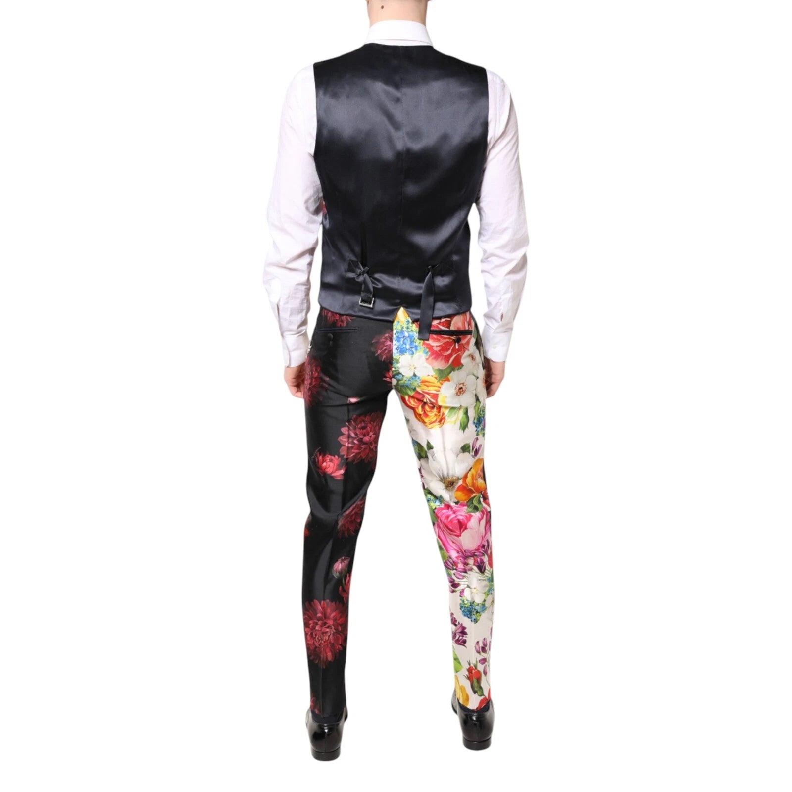 Dolce &amp; Gabbana – Lilafarbener 3-teiliger Seidenanzug mit Animalprint
