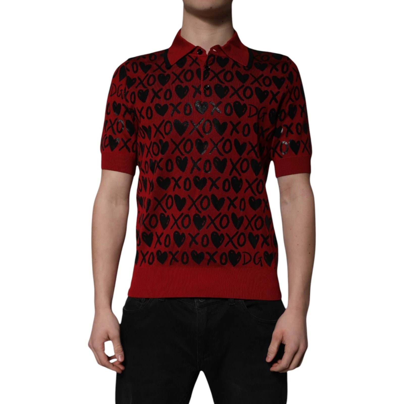 Dolce & Gabbana Herren Poloshirt mit rotem XOXO-Print