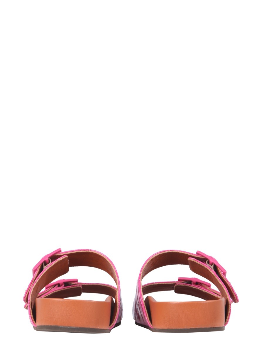 L'AUTRE CHOSE SANDALS WITH COCONUT PRINT LEATHER