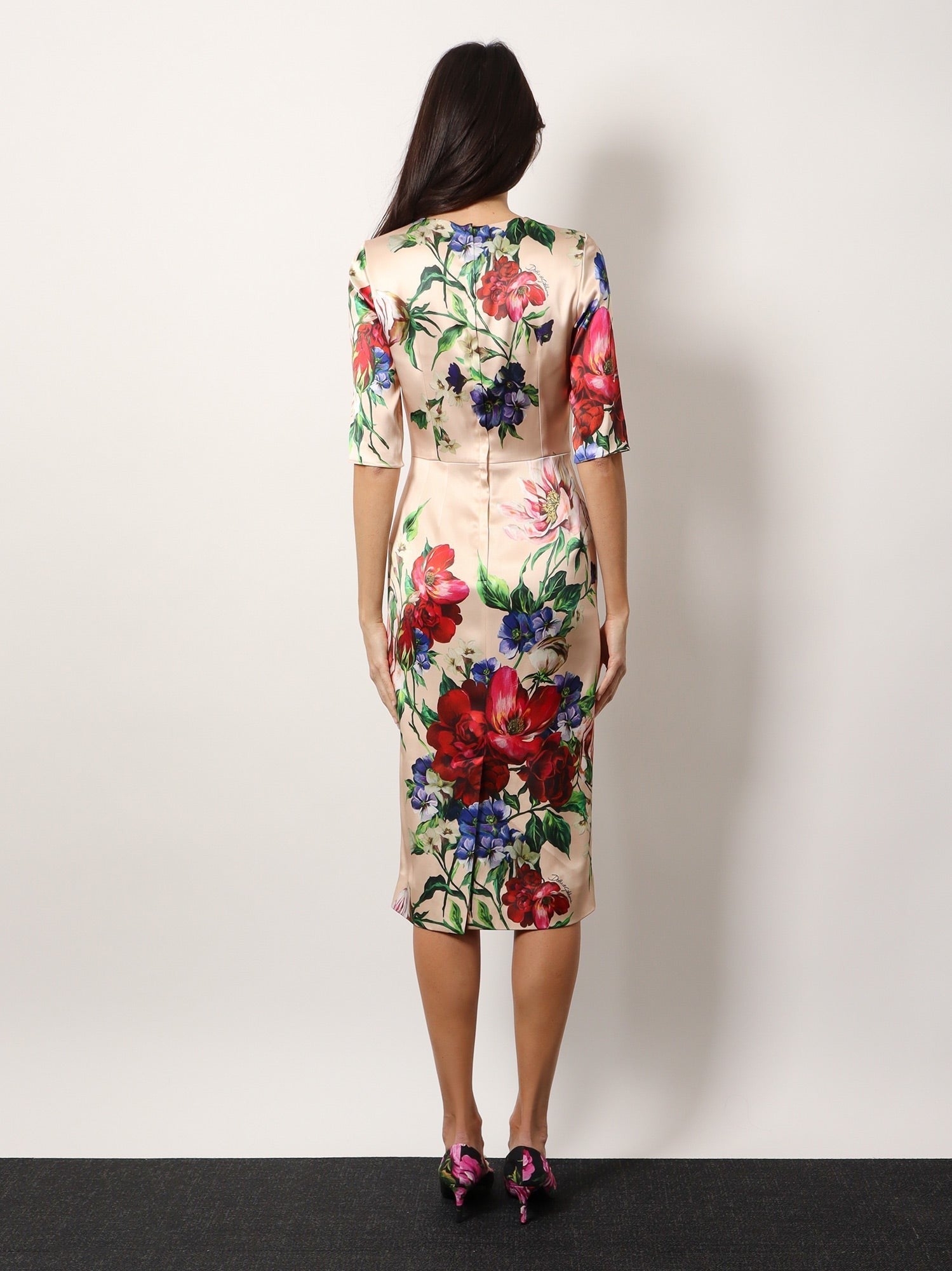 Dolce & Gabbana Satin dress with iconic floral print