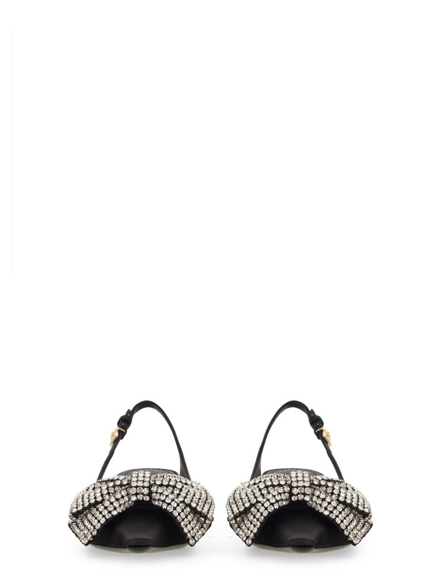 Dolce & Gabbana SATIN SLING-BACK WITH RHINESTONE EMBROIDERY
