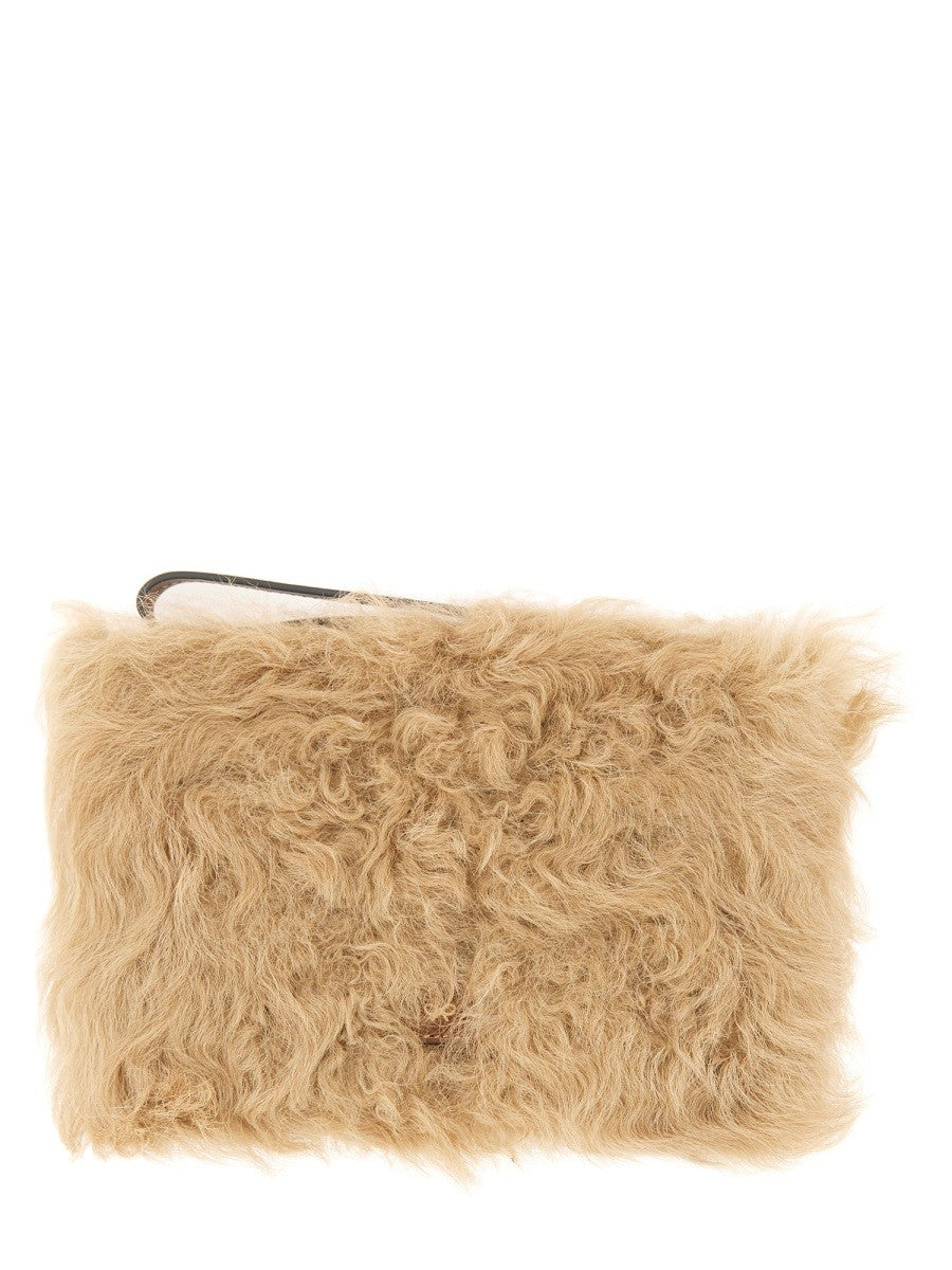 ANYA HINDMARCH "SHEARLING EYES" CLUTCH BAG