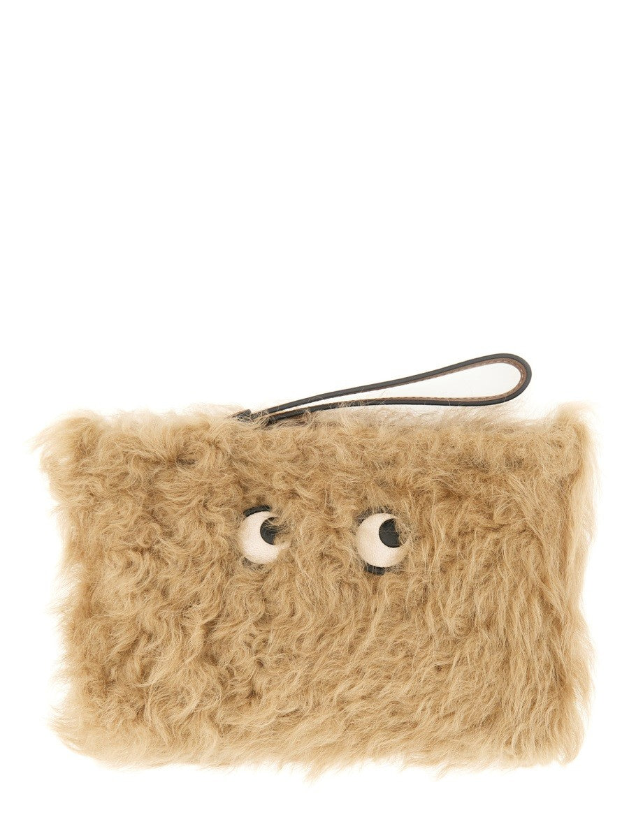 ANYA HINDMARCH "SHEARLING EYES" CLUTCH BAG