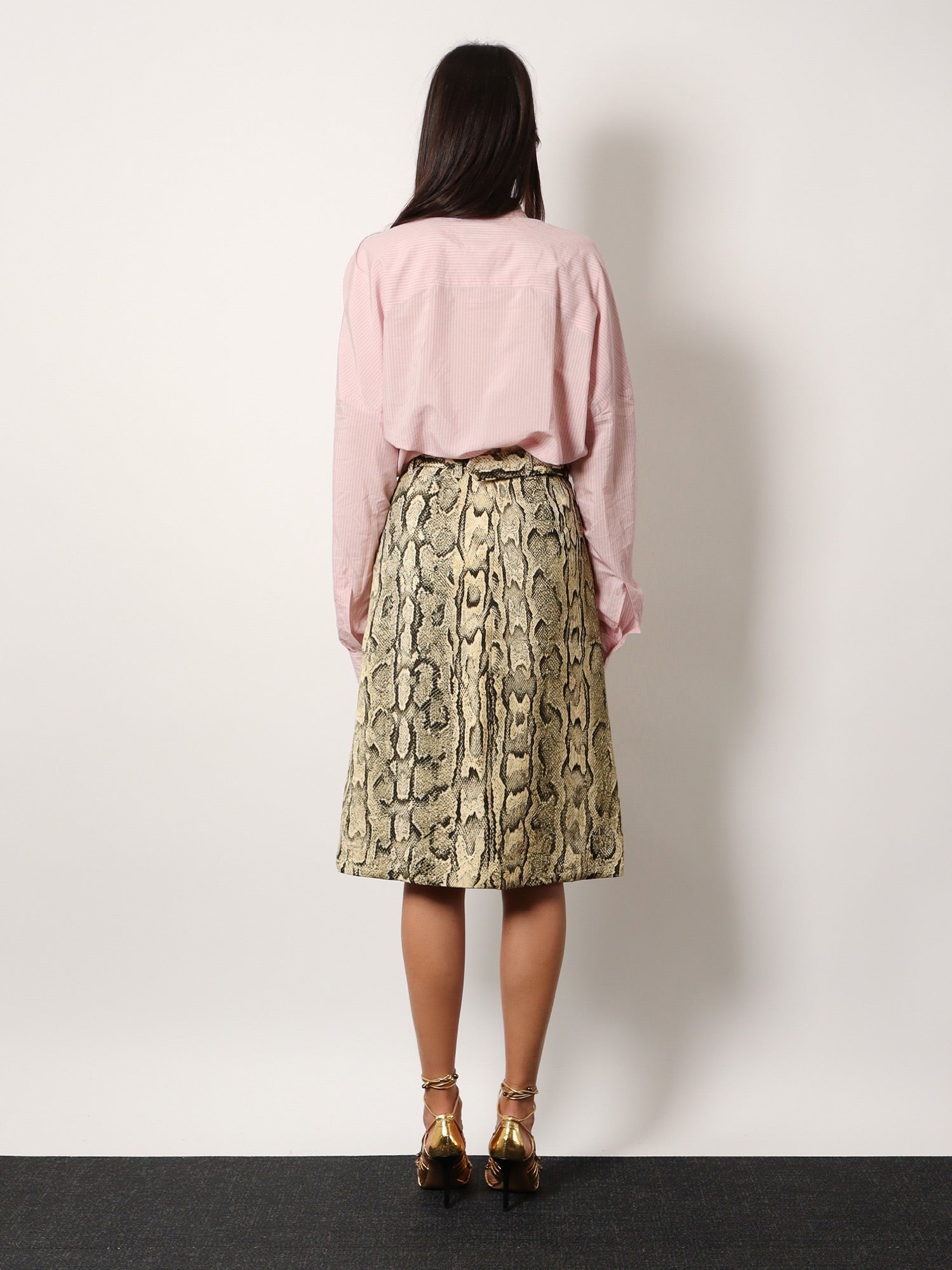 Dries Van Noten Sheraz viscose and cotton skirt with reptile print