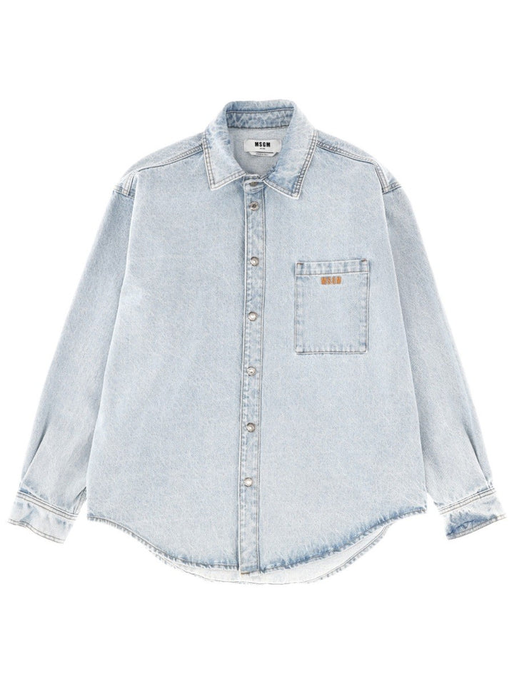 msgm SHIRT WITH EMBROIDERED LOGO