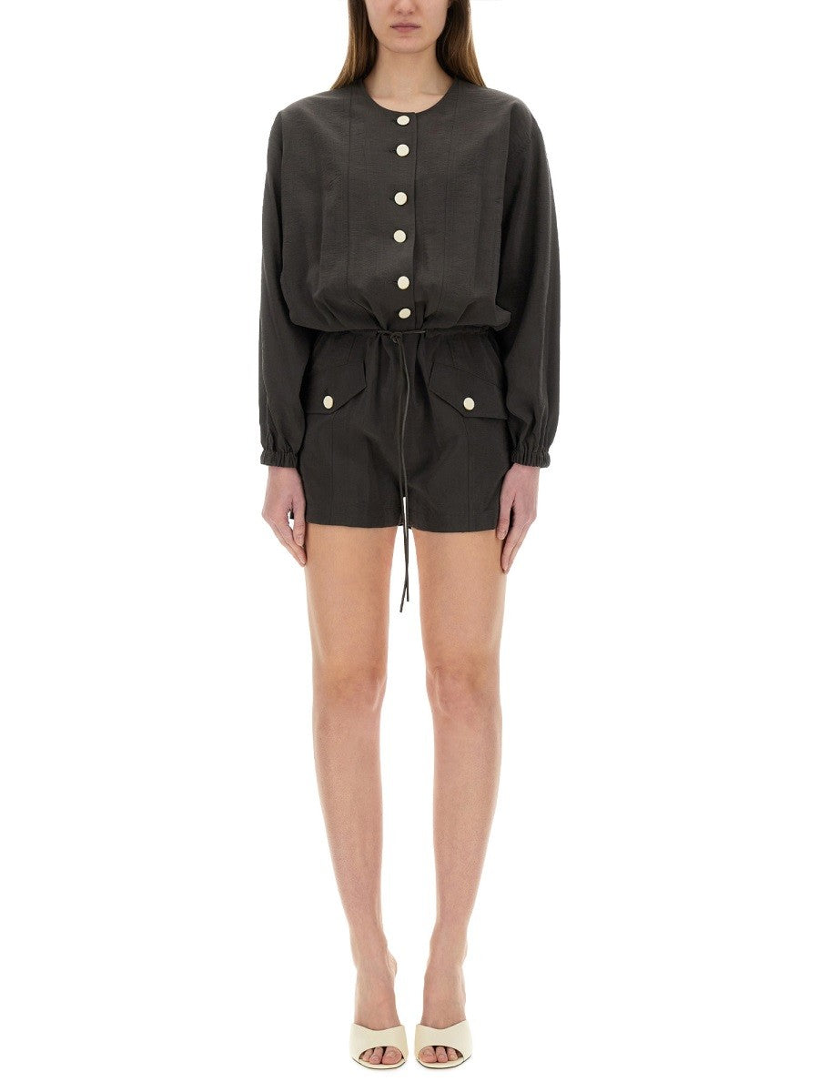 ALYSI SHORT SILK CANVAS JUMPSUIT