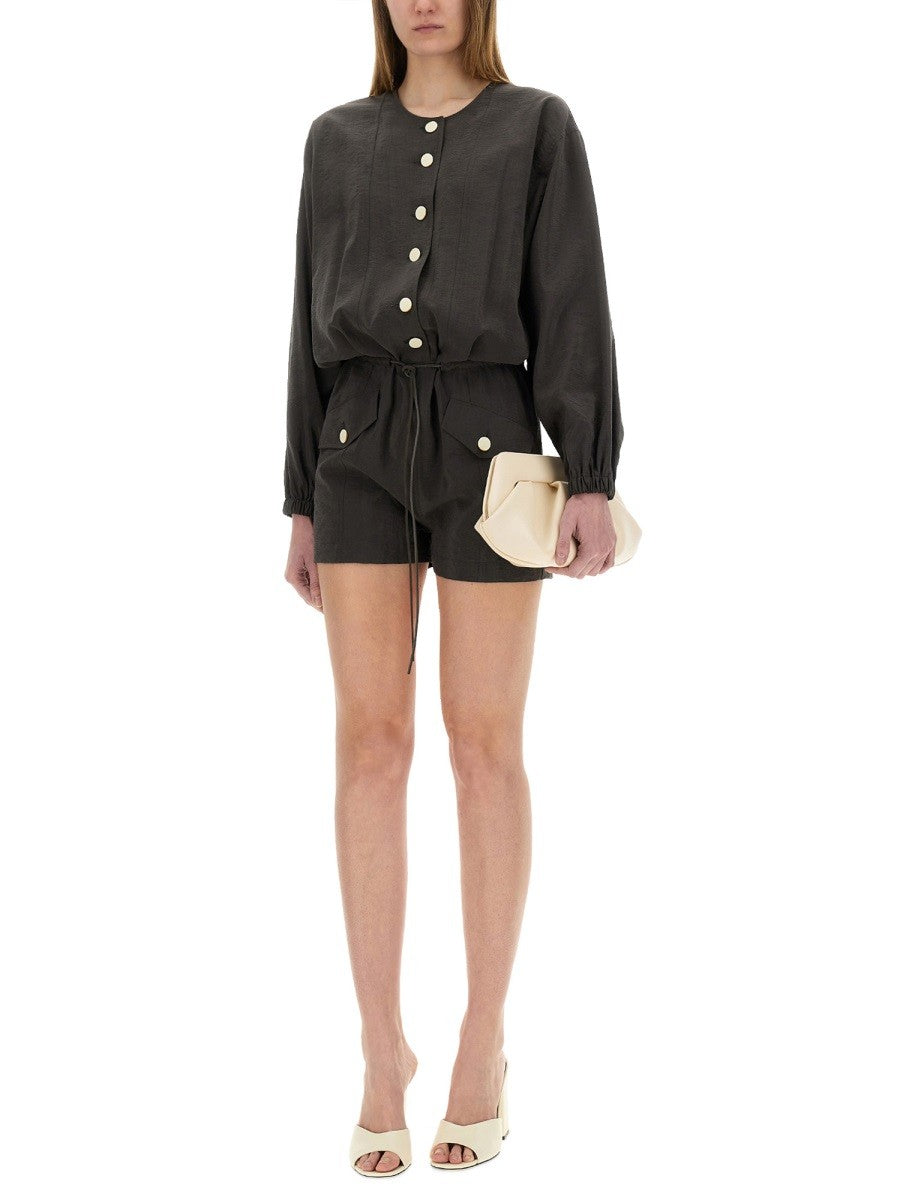 ALYSI SHORT SILK CANVAS JUMPSUIT