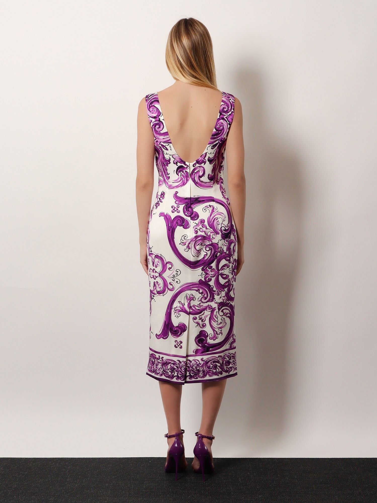 Dolce & Gabbana Silk midi pencil dress with Maiolica print