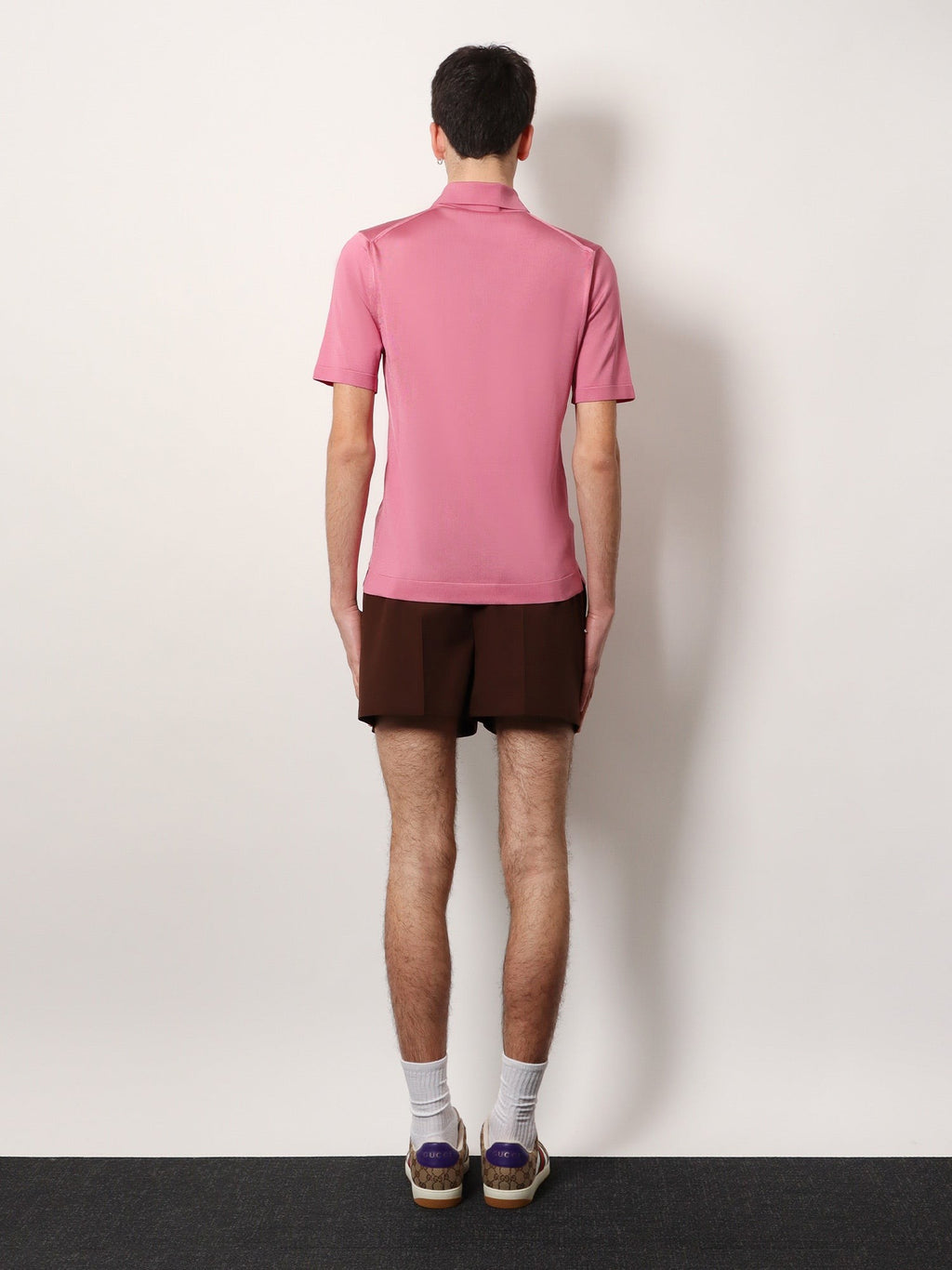 Gucci Silk polo shirt with lateral intarsia