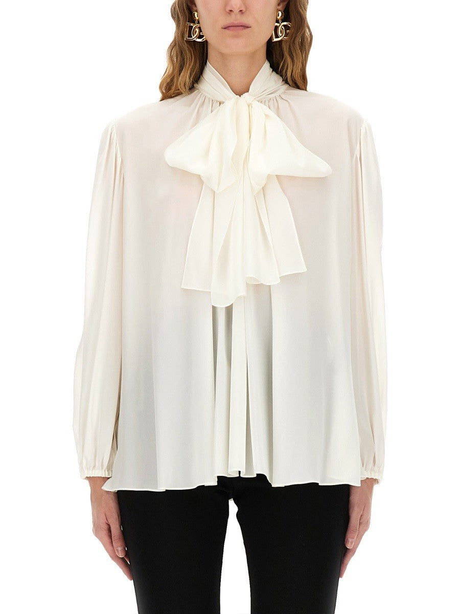 Dolce & Gabbana SILK SHIRT WITH SCARF