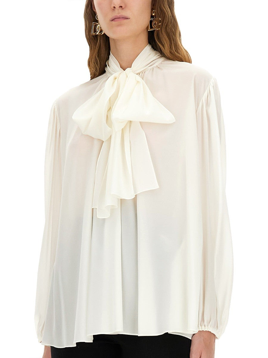 Dolce & Gabbana SILK SHIRT WITH SCARF
