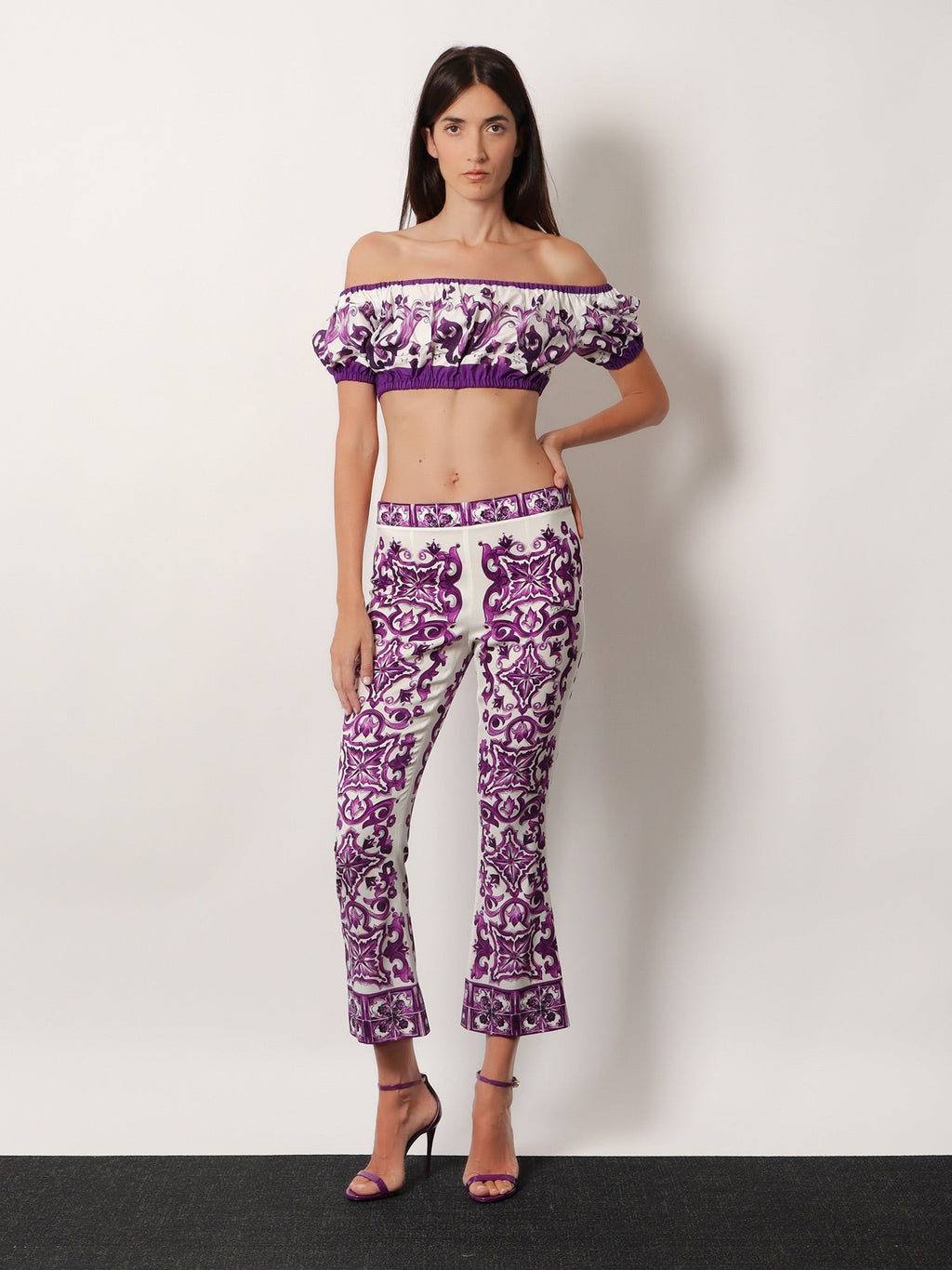 Dolce & Gabbana Silk trousers with Maiolica print