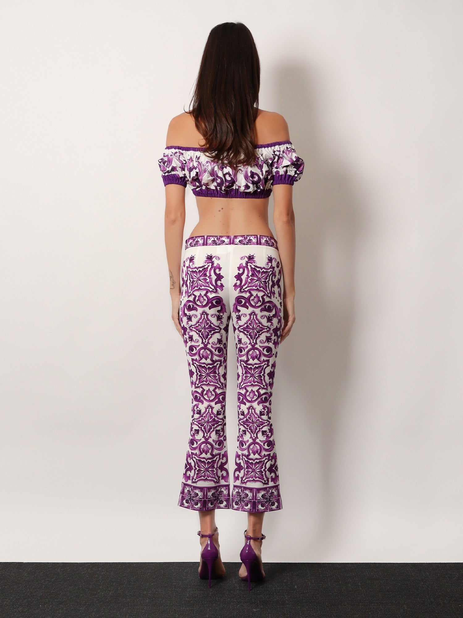 Dolce & Gabbana Silk trousers with Maiolica print