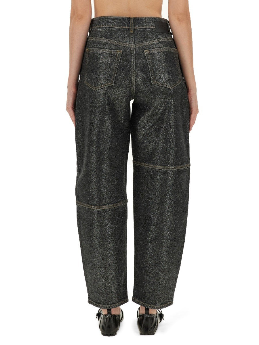 GANNI "STARY" JEANS IN SPARKLING FOIL