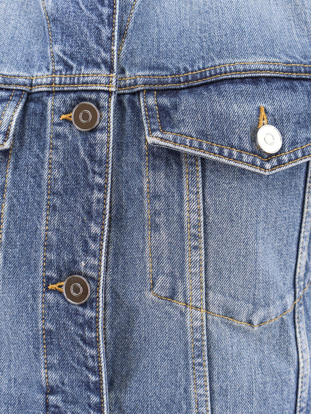 ALAIA Stone washed denim sleeveless jacket