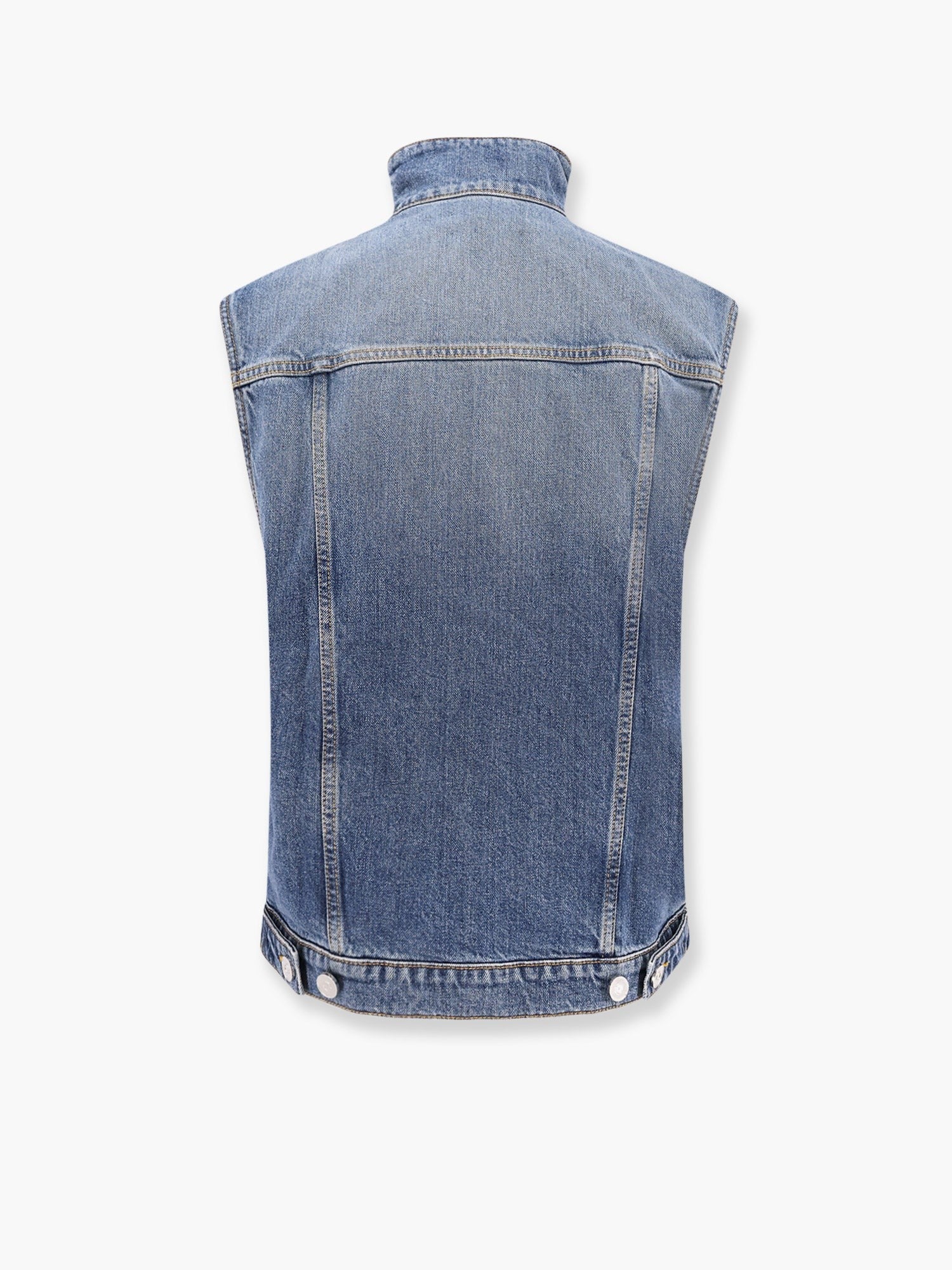 ALAIA Stone washed denim sleeveless jacket