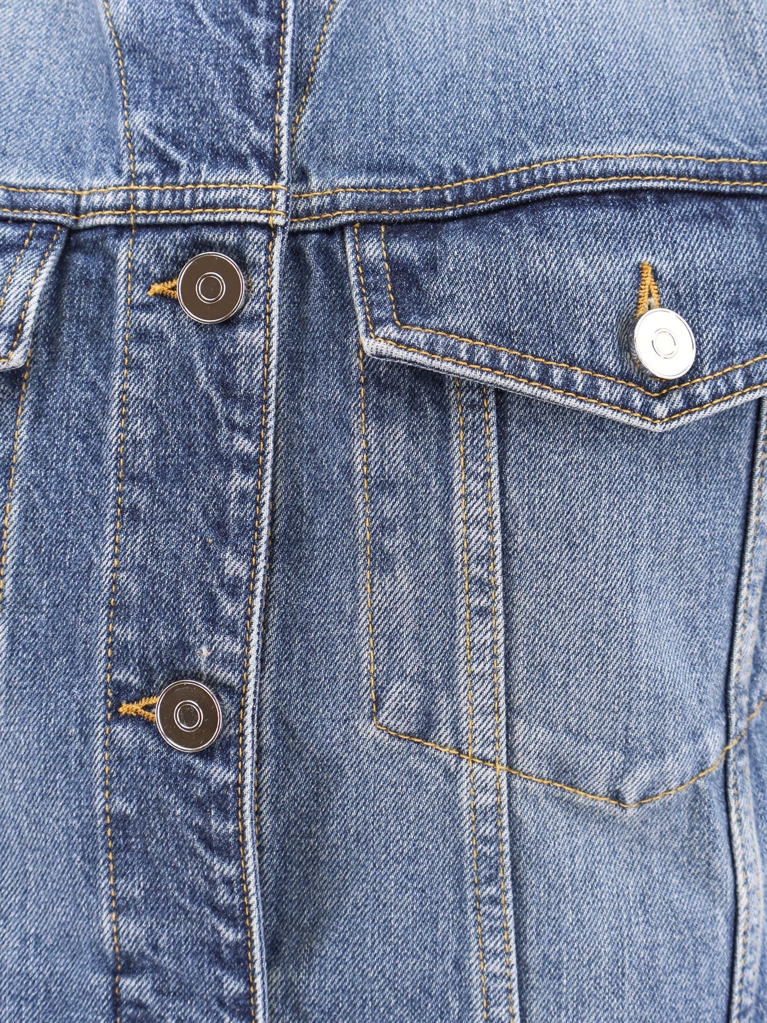 ALAIA Stone washed denim sleeveless jacket