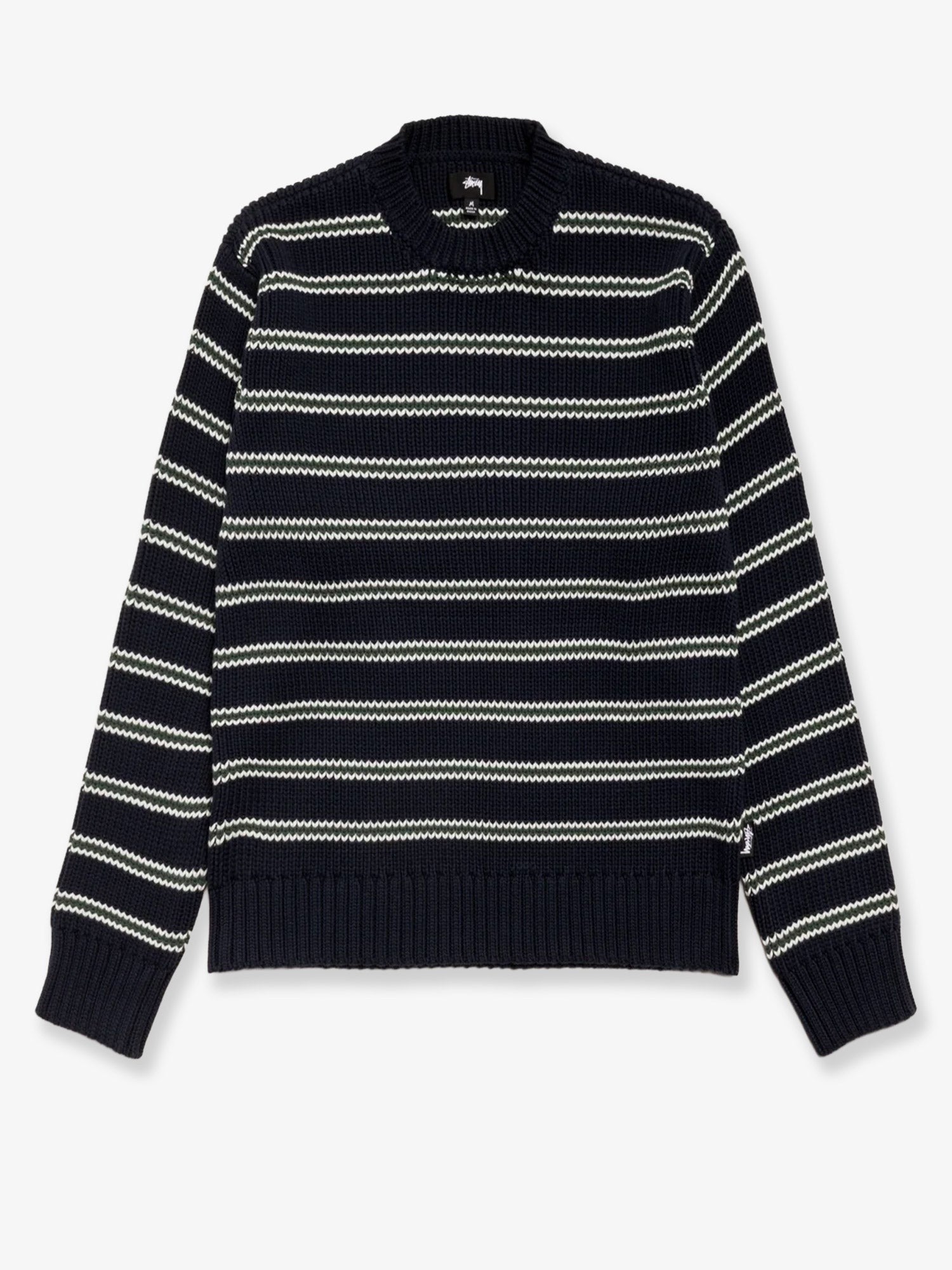 STUSSY Stripe Crew cotton blend sweater