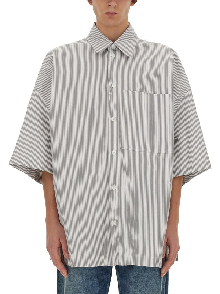 Bottega Veneta STRIPED OVERSHIRT WITH "BV" EMBROIDERY