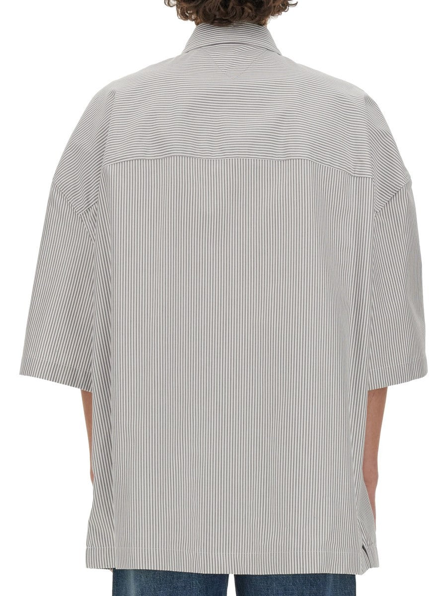 Bottega Veneta STRIPED OVERSHIRT WITH "BV" EMBROIDERY
