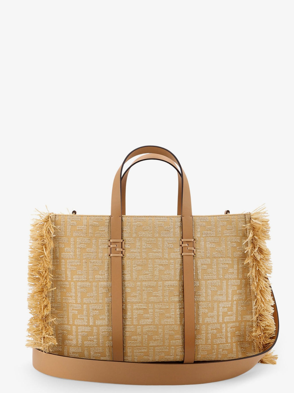 Fendi Summer Tote rafia shoulder bag with all-over FF logo