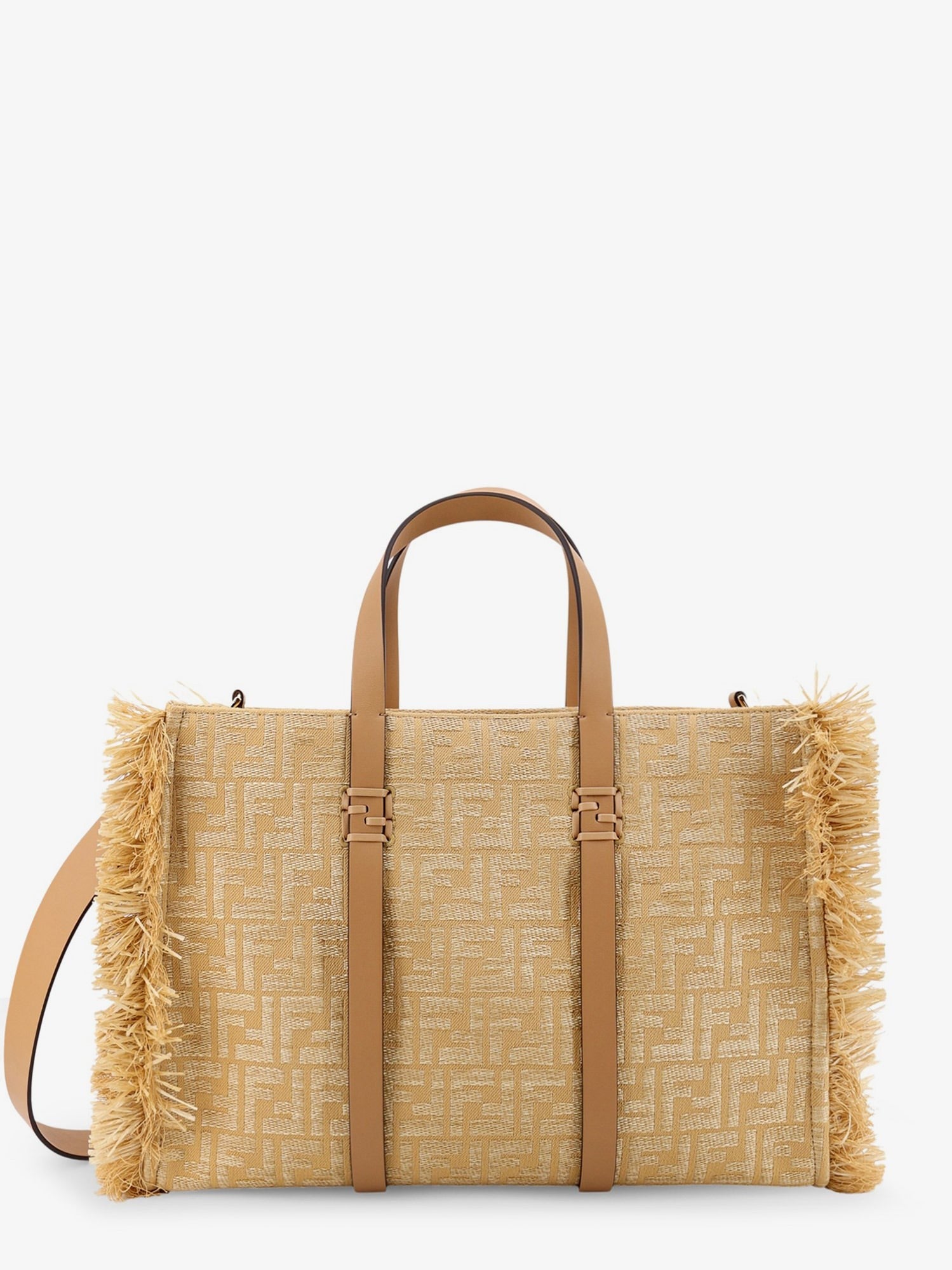 Fendi Summer Tote rafia shoulder bag with all-over FF logo