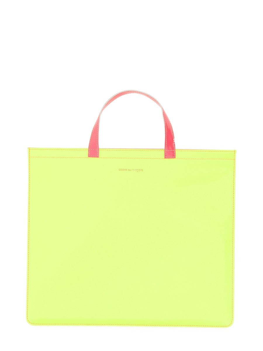 COMME DES GARCONS WALLET SUPER FLUO LEATHER TOTE BAG