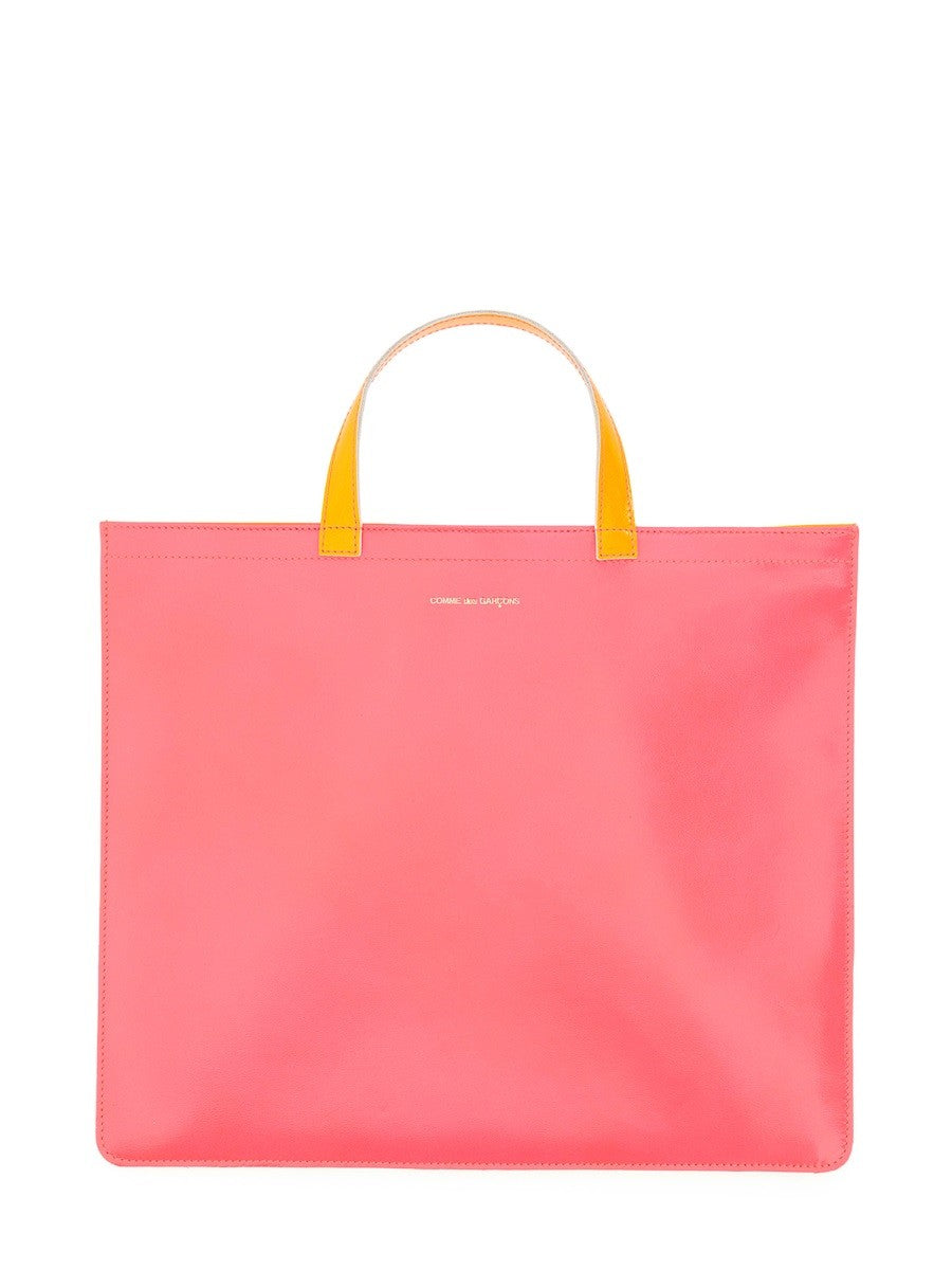 COMME DES GARCONS WALLET SUPER FLUO LEATHER TOTE BAG