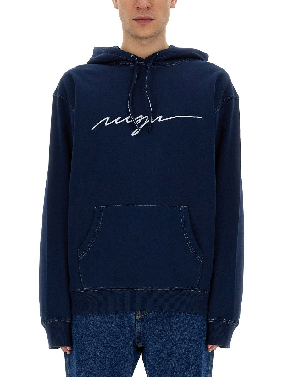 msgm SWEATSHIRT WITH CURSIVE LOGO