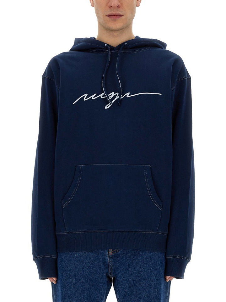 msgm SWEATSHIRT WITH CURSIVE LOGO