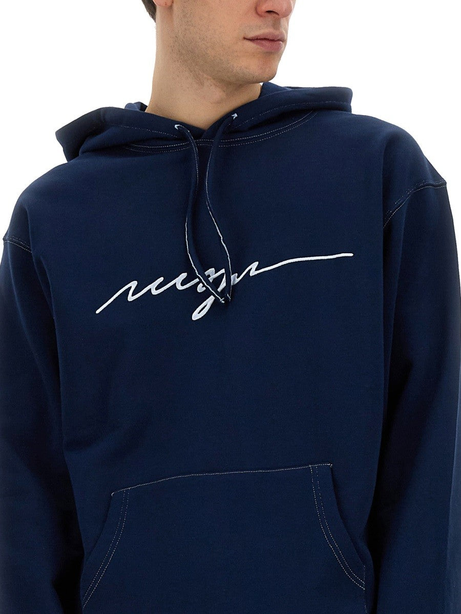 msgm SWEATSHIRT WITH CURSIVE LOGO