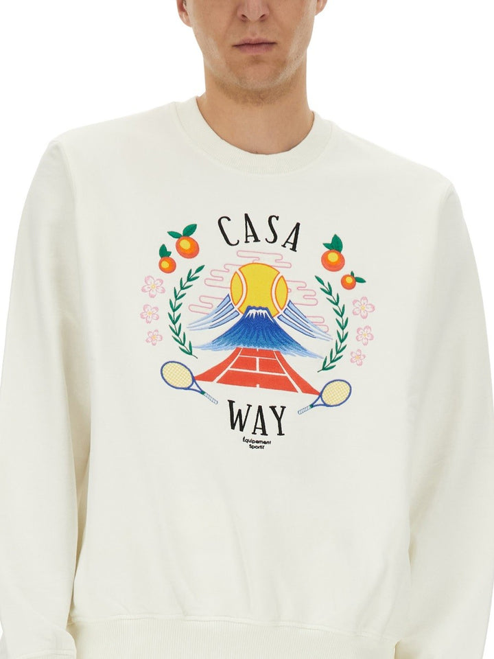 CASABLANCA SWEATSHIRT WITH "HOME WAY MOUNTAIN" EMBROIDERY