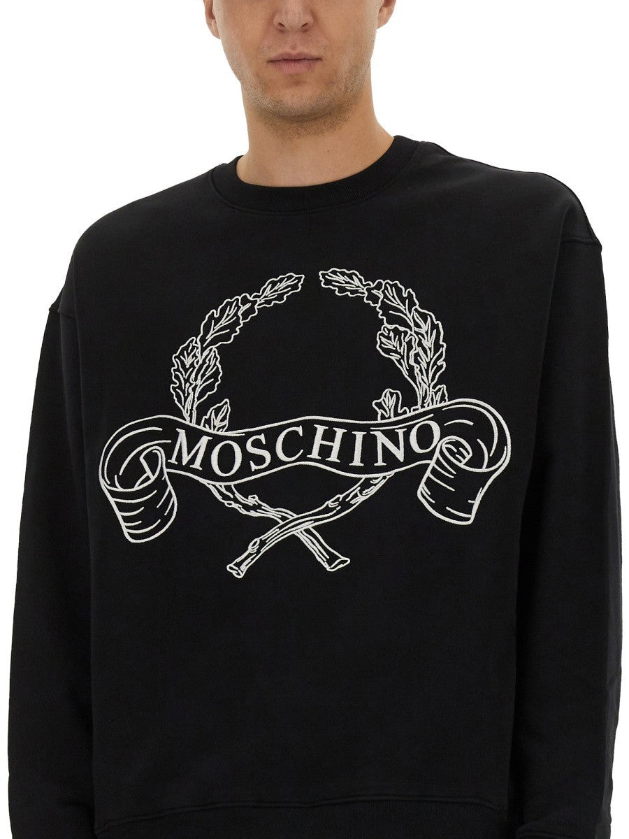 Moschino SWEATSHIRT WITH LAUREL CROWN LOGO EMBROIDERY
