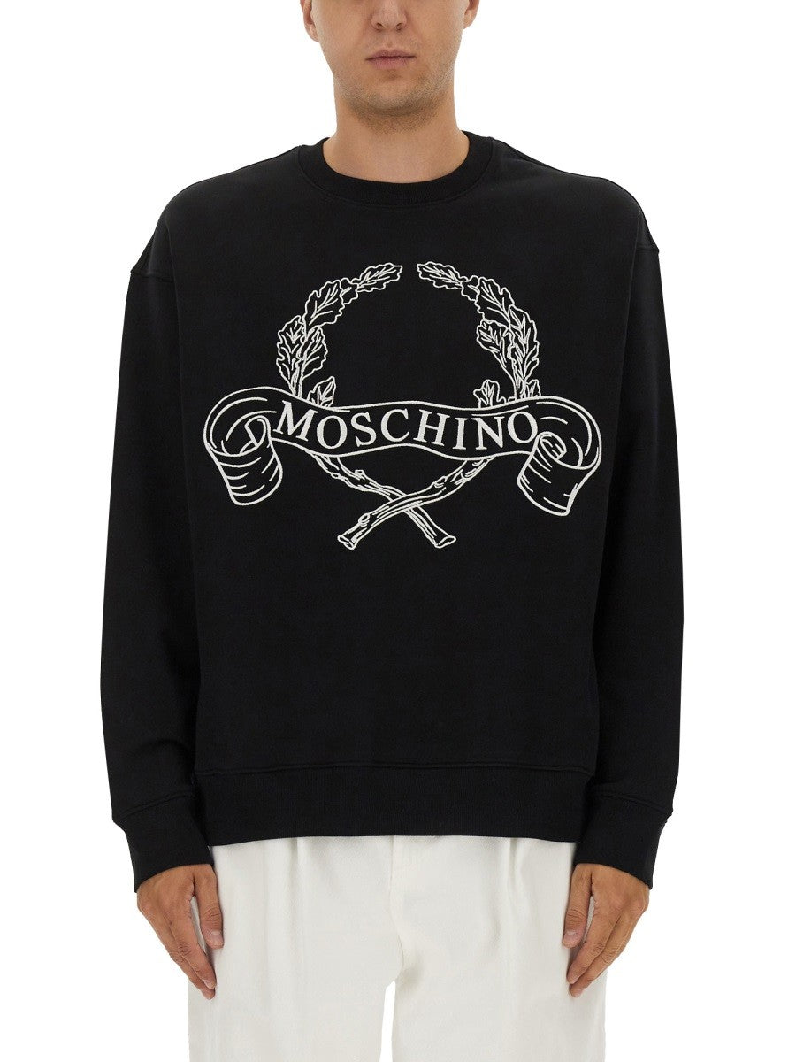 Moschino SWEATSHIRT WITH LAUREL CROWN LOGO EMBROIDERY