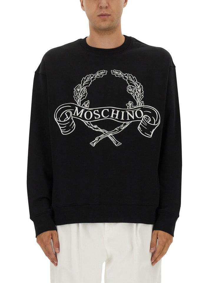 Moschino SWEATSHIRT WITH LAUREL CROWN LOGO EMBROIDERY