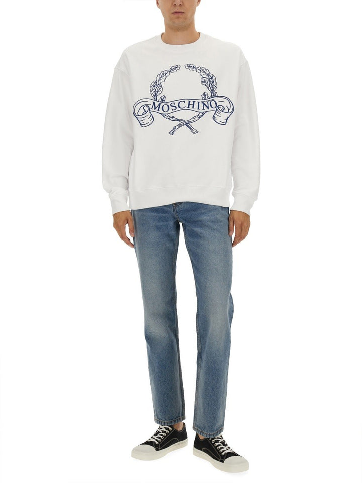 Moschino SWEATSHIRT WITH LAUREL CROWN LOGO EMBROIDERY
