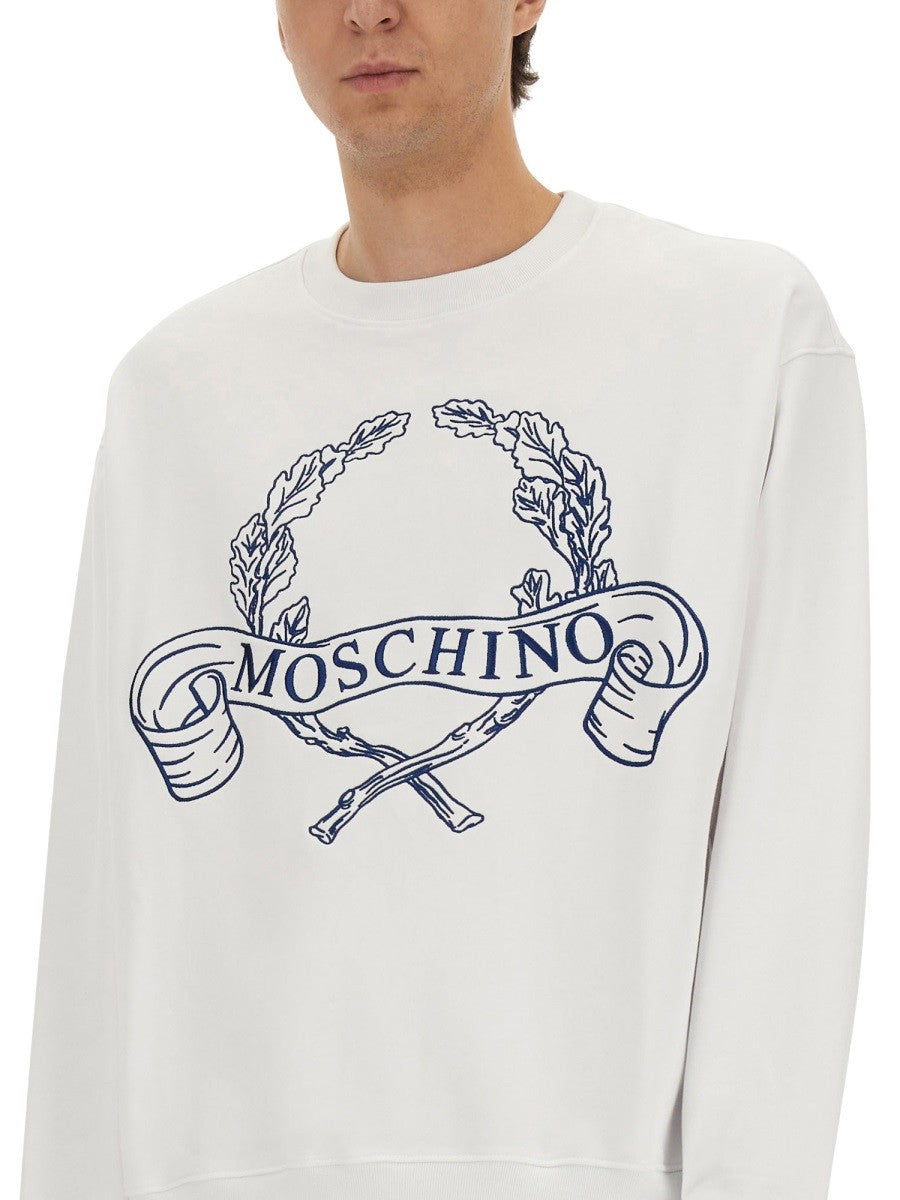 Moschino SWEATSHIRT WITH LAUREL CROWN LOGO EMBROIDERY