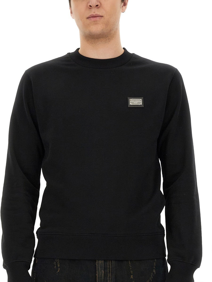 Dolce & Gabbana SWEATSHIRT WITH LOGO PLAQUE