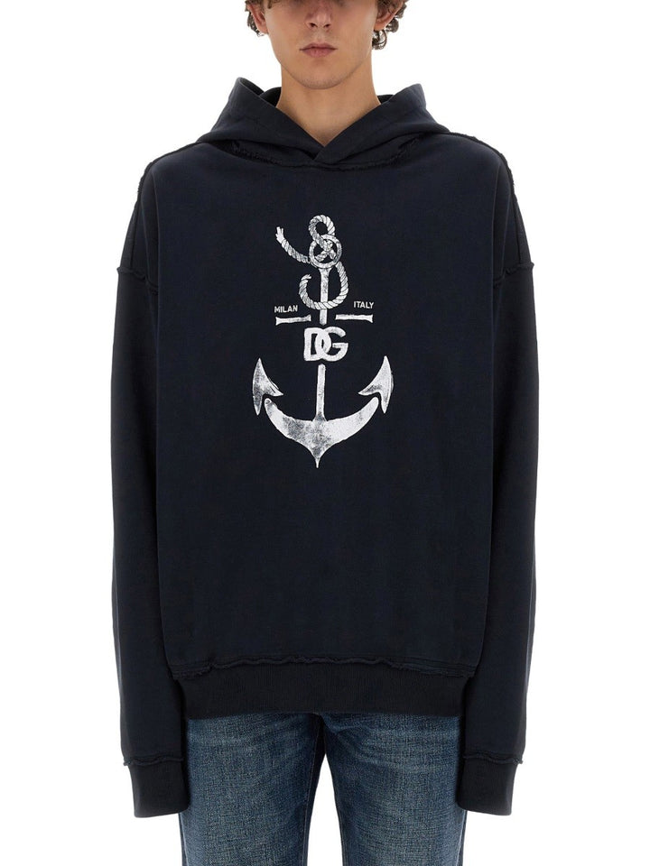 Dolce & Gabbana SWEATSHIRT WITH NAVY PRINT