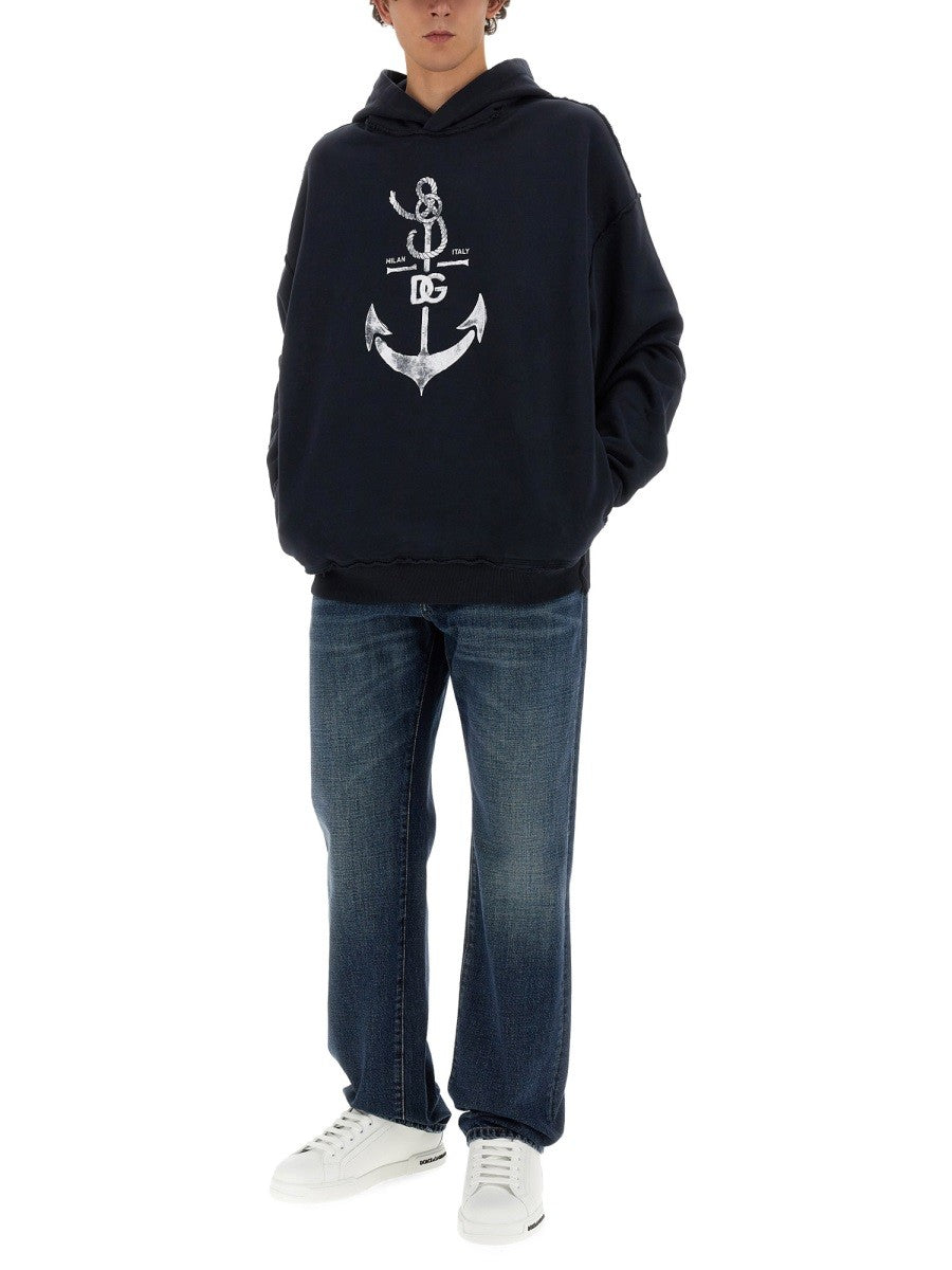 Dolce & Gabbana SWEATSHIRT WITH NAVY PRINT