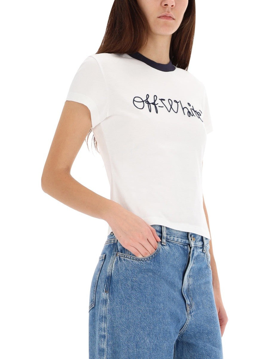 Off-white T-SHIRT WITH EMBROIDERED LOGO