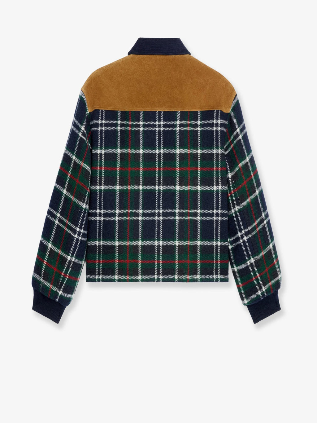 Celine Tartan wool jacket with suede inserts